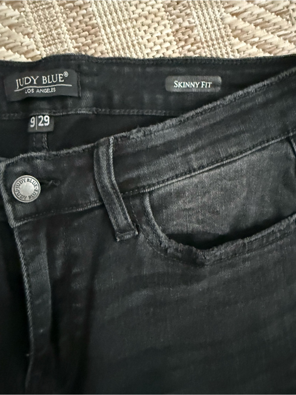 Judy Blue Black Fringe Hem Skinny Jeans - Picture 2 of 4